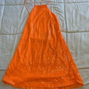 Beautiful orange sequin backless dress NWT